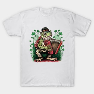 Irish Cottagecore Frog Playing Accordion T-Shirt